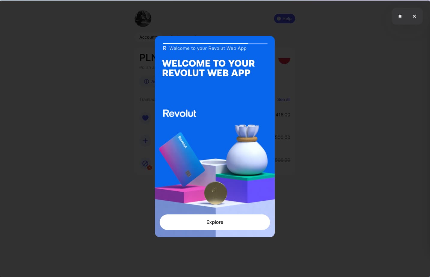 revolut log in screen shots + wireframes