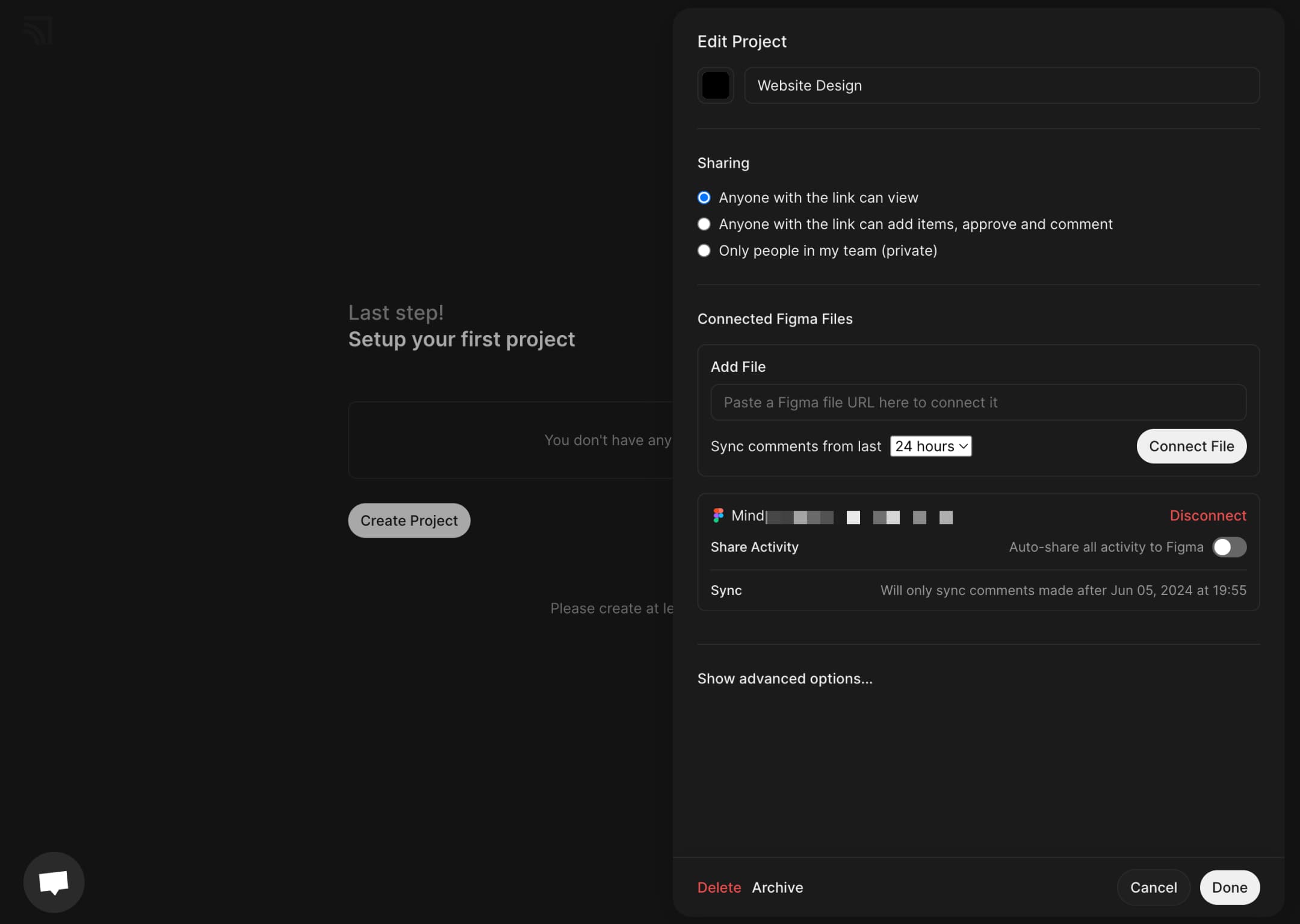 Onboarding - Create a project